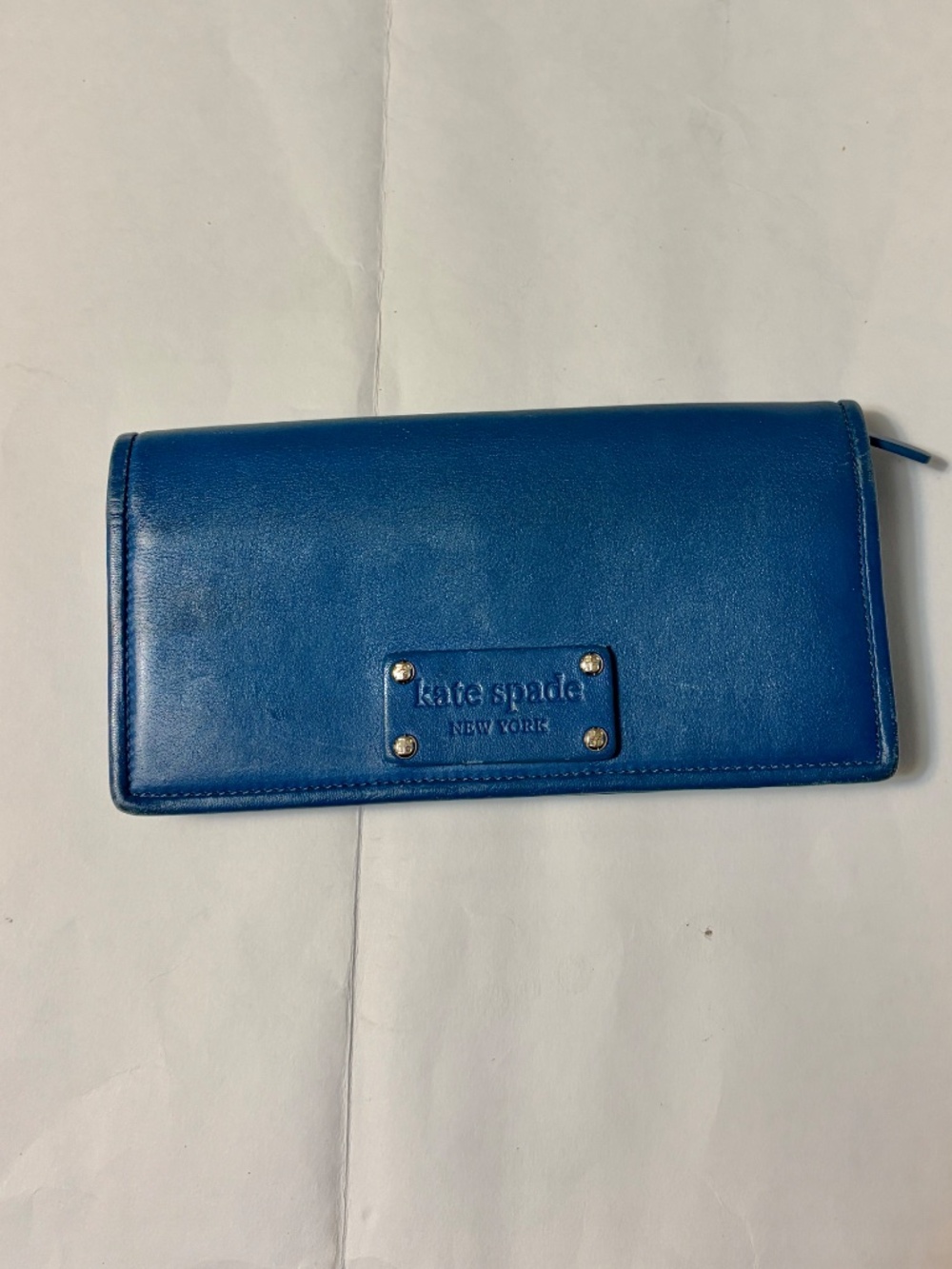 Kate Spade Park Slope Remy Leather Continental Flap Wallet Empress Blue Excellen